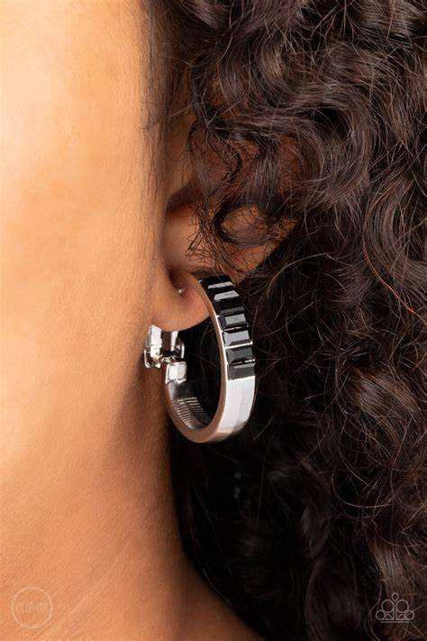 Ready, Steady, GLOW Hoop Clip On – Black | Paparazzi Earrings