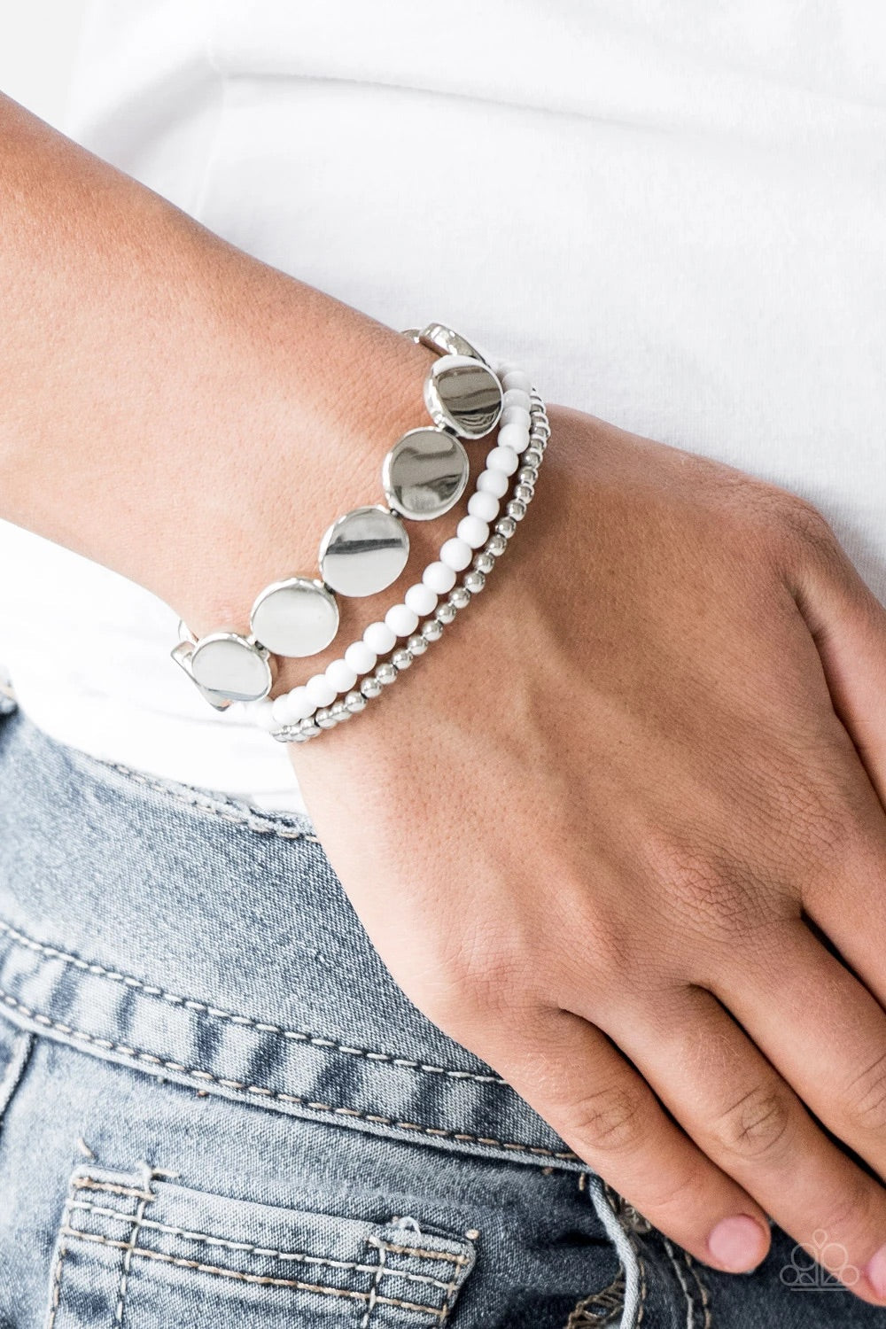 Beyond Basics – White | Paparazzi Bracelet