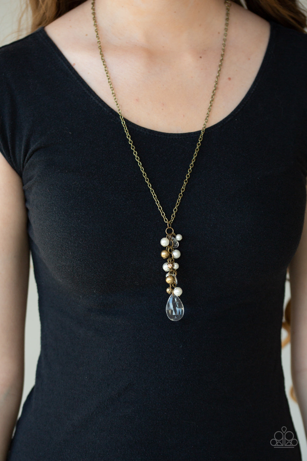 Teardrop Serenity – Brass | Paparazzi Necklace