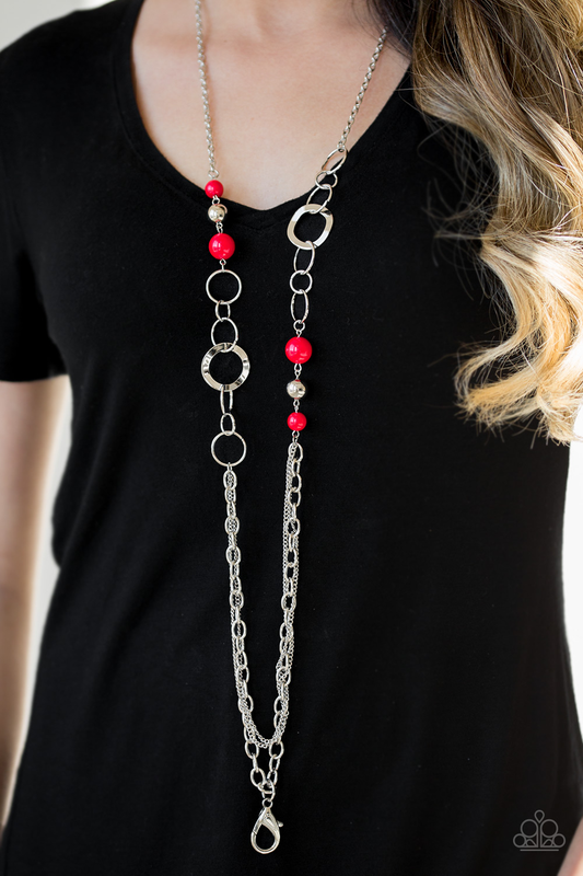 Modern Motley – Red | Paparazzi Lanyard Necklace